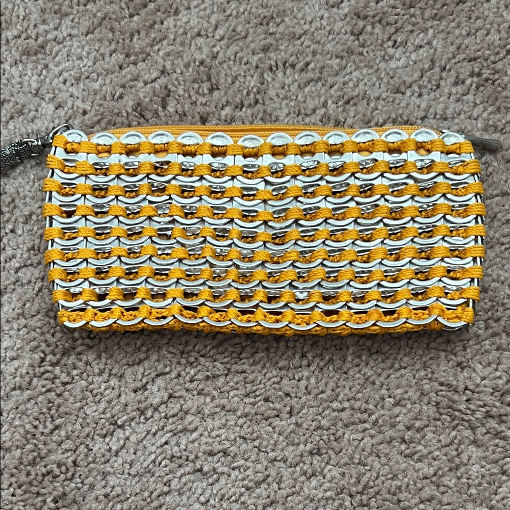 Escama Studio Yellow and Silver Woven Clutch